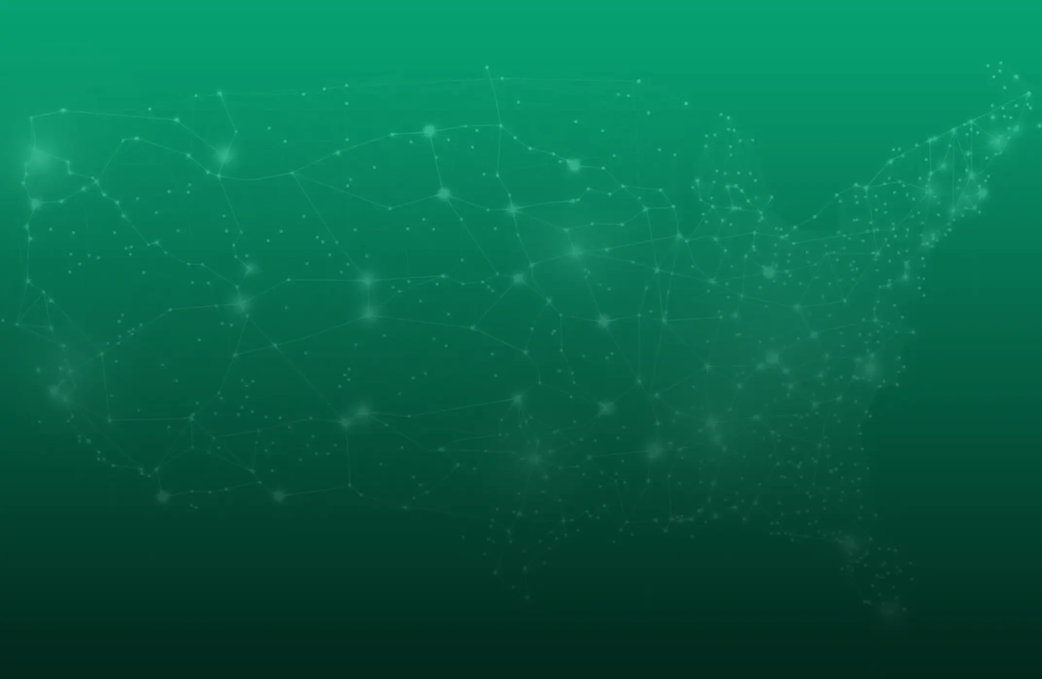 Home Page 6 Green abstract map of the United States with networked dots and lines representing connected warehousing and logistics.