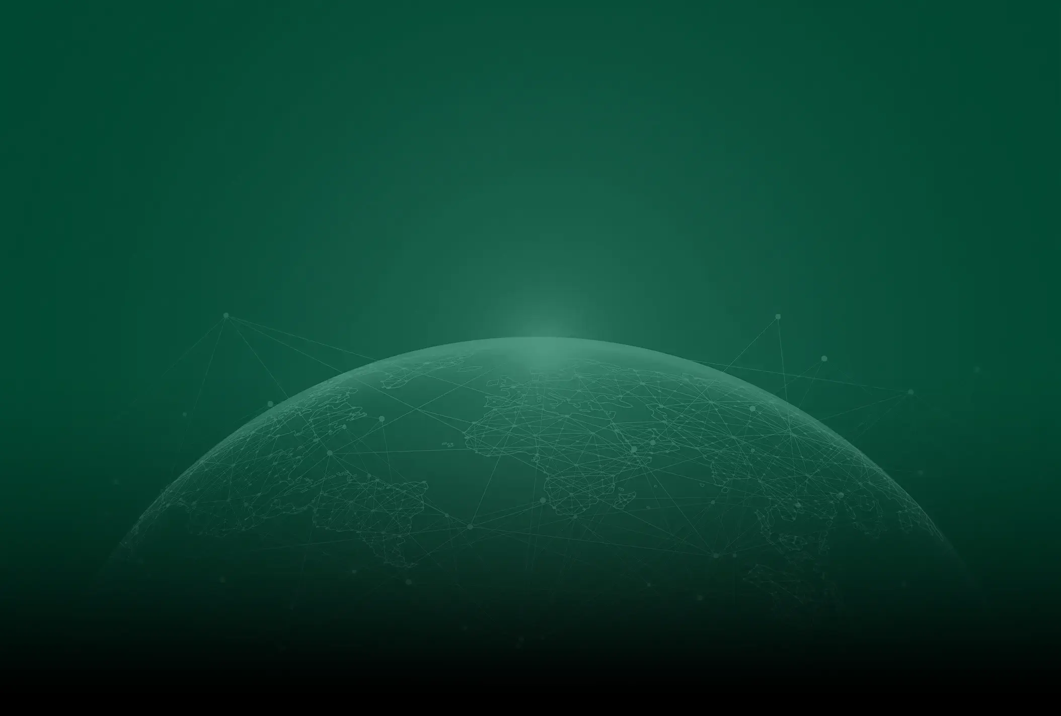 Green globe outline with network lines on dark background suggesting global logistics.